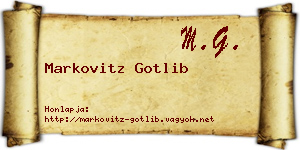 Markovitz Gotlib névjegykártya